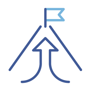 Illustration of an arrow pointing up towards a flag