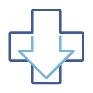 Illustration of down arrow on health cross